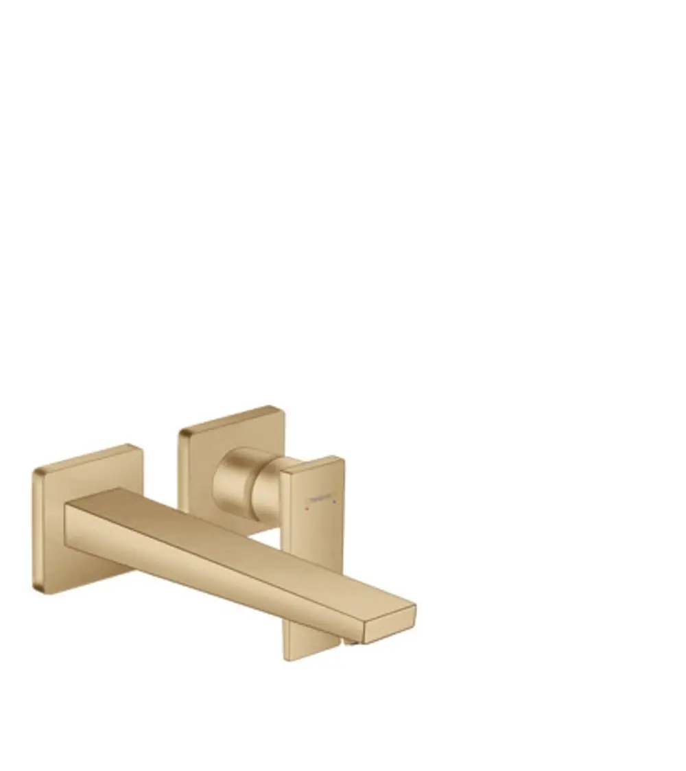 Hansgrohe Unterputz-Waschtischmischer für Wandmontage mit Hebelgriff und geradem Auslauf in gebürstetem Bronze-Finish.